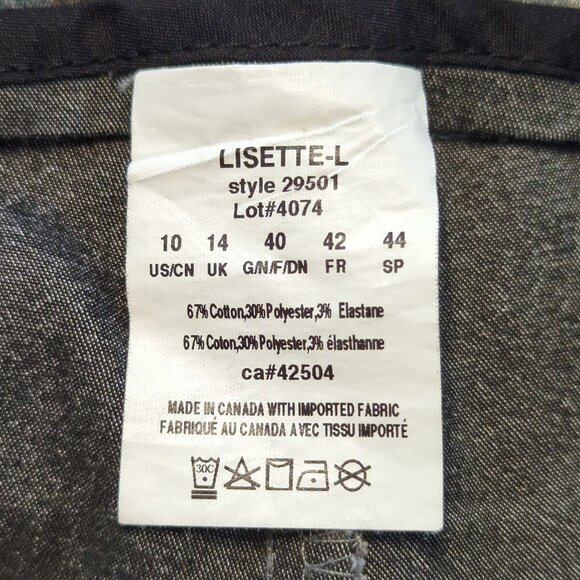 Lisette pull on grayish green burgundy modern art print slim ankle pants size 10 - Picture 8 of 13